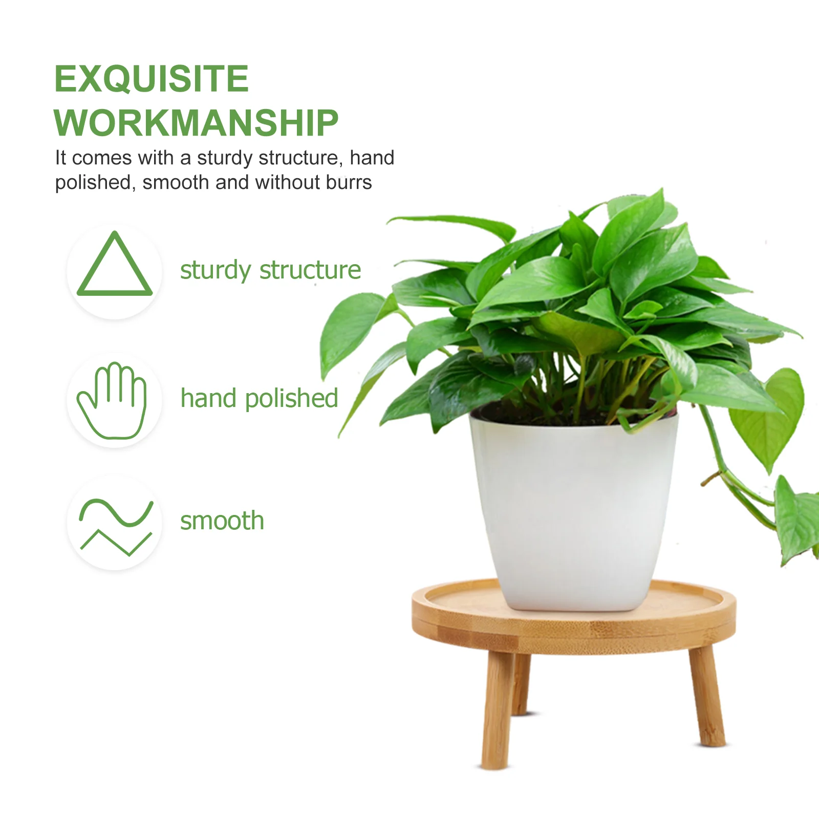 Modern Plant Stand Wooden Shelf Perlite for Plants Bracket Desktop Flower Pot Round Tray