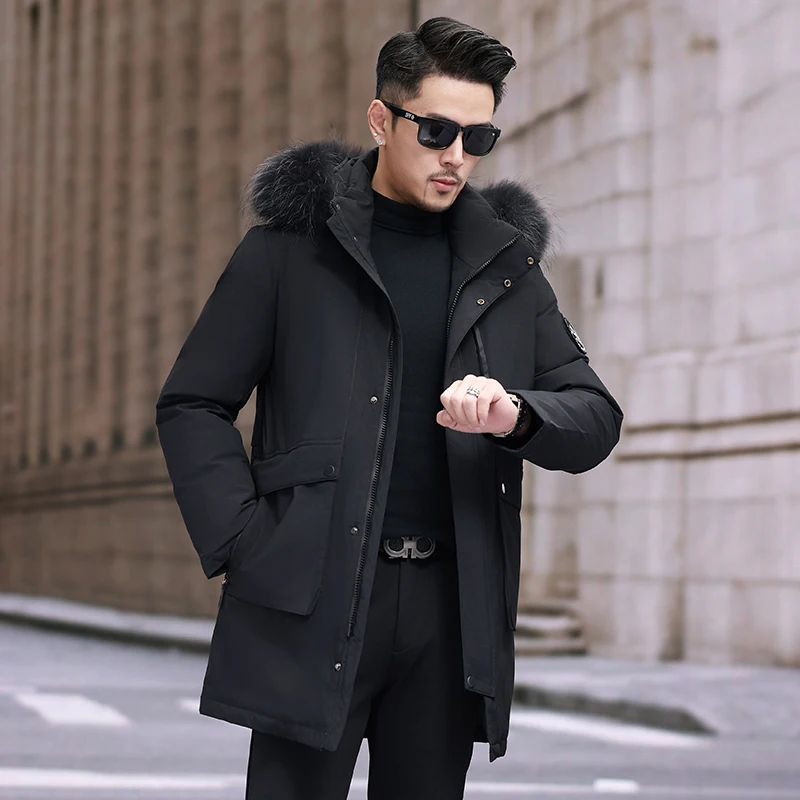 New Winter Down Jacket Men 2024 Real Fur Jackets Mid-length Parkas Mink Liner Fox Fur Collar Coat Man Casual Slim Jacket