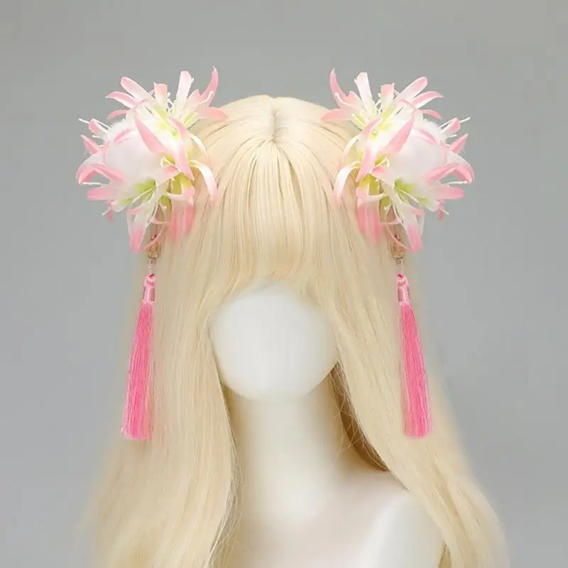 

31BB Luxurious Flower Hair Clip Traditional Chinese For Special Gatherings