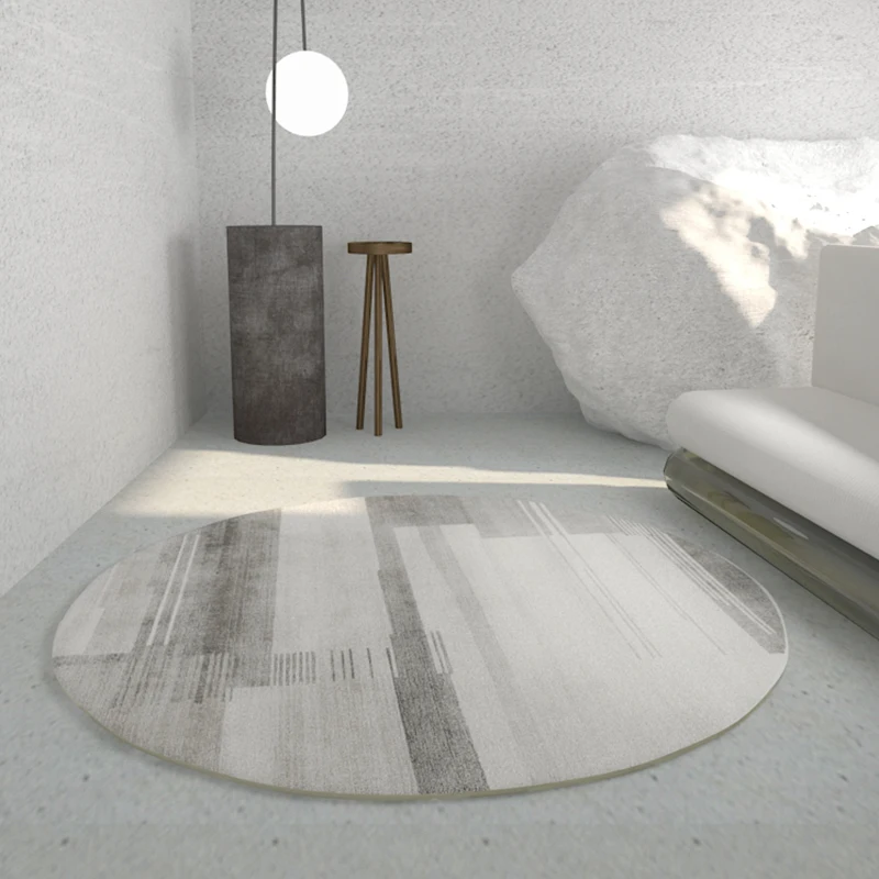 

Modern Light Luxury Living Room Carpet Round Line Imperfect Art Minimalist Design Bedroom Rug Fluffy Soft Play Mats Home Decor