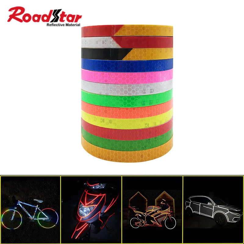 

Светоотражающая лента Roadstar 10 мм х 8 м, предупреждающая наклейка с предупреждением о безопасности, наклейка для велосипеда, грузовика, мотоцикла - светоотражающая лента высокой видимости