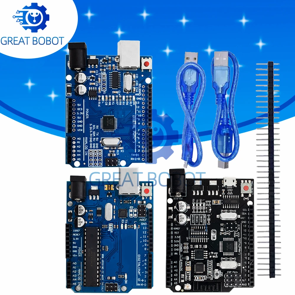 UNO R3 Official Box ATMEGA16U2 / UNO+WiFi R3 Original ATMEGA328P Chip CH340G For Arduino UNO R3 Development Board WeMos ESP8266