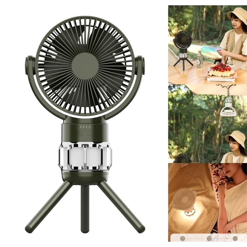 Ventilatore elettrico da esterno 10000mA Ventilatore da campeggio senza fili Ventilatore portatile leggero con treppiede e