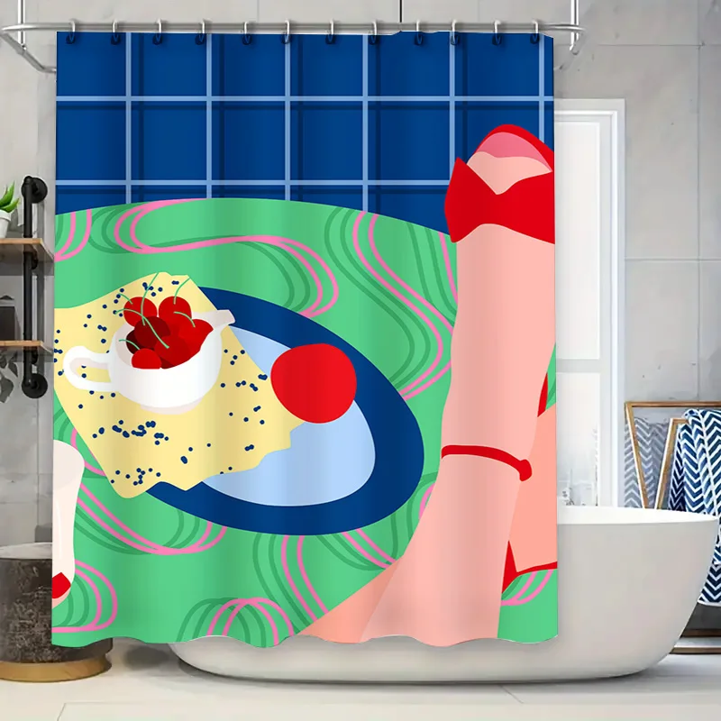 

Винтажная занавеска для душа с татуировкой для девочек в стиле ретро, декор для ванной комнаты для украшения дома, настенная бумага с 3D-печатью голубого неба Co