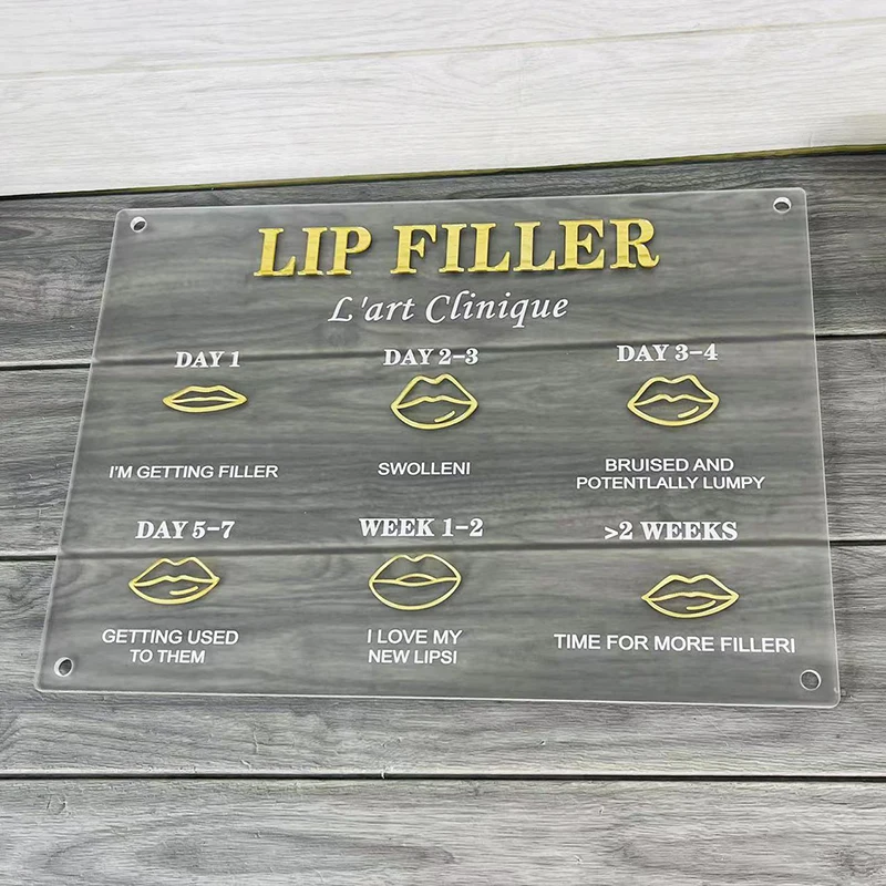 Acrylic Business Logo Lip Filler Aftercare Advice Sign A3 Size Beauty Salon Aesthetic Decor Cosmetic Clinic Perspex Wall Signage