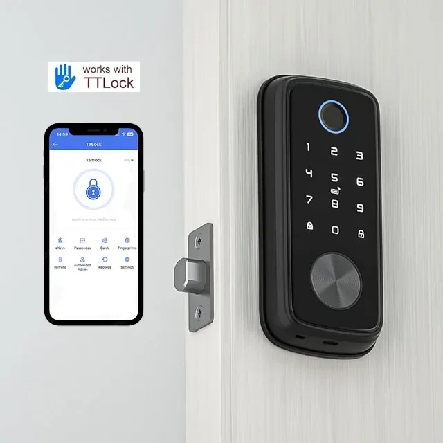 Serrure de porte intelligente en alliage de zinc, petite taille TTLock, Tuya, WIFI, numérique, automatique, 2,2 à pêne dormant électronique, empreinte digitale