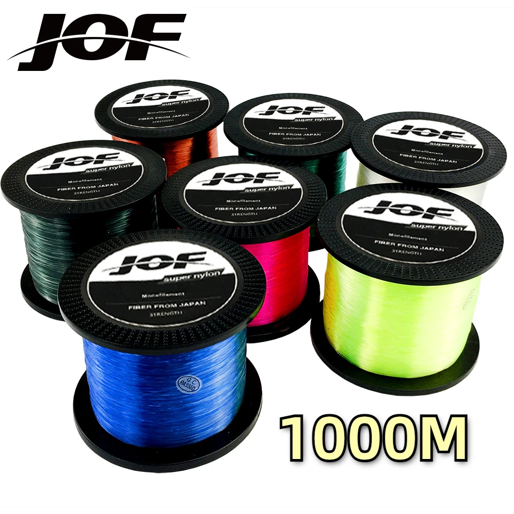 JOF 1000m Invisible Nylon Fishing Line Fluorocarbon Coating Fishing Cord 3.4-28.6LB Super Strong Monofilament Main Line Green