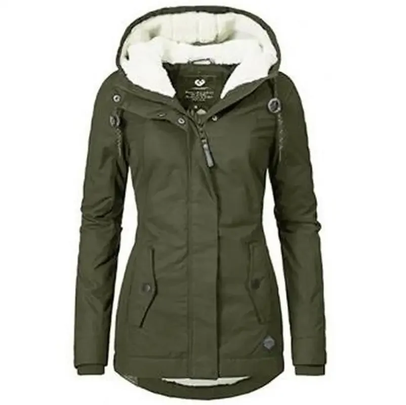 Ladies Jacket Fleece Winter Jacket Ladies Cotton Casual Snow Wear Fur Jacket Hooded Motorcycle Women