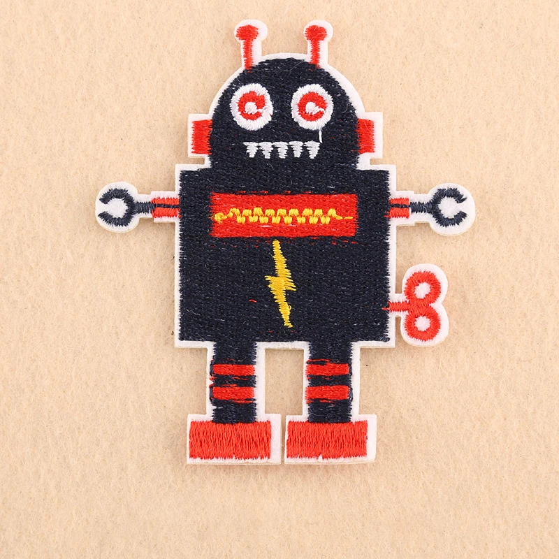 Embroidered Thermoadhesive patch Cute robot Shape Stickers Sewing Accessories Embroidery Child Clothing Iron patch