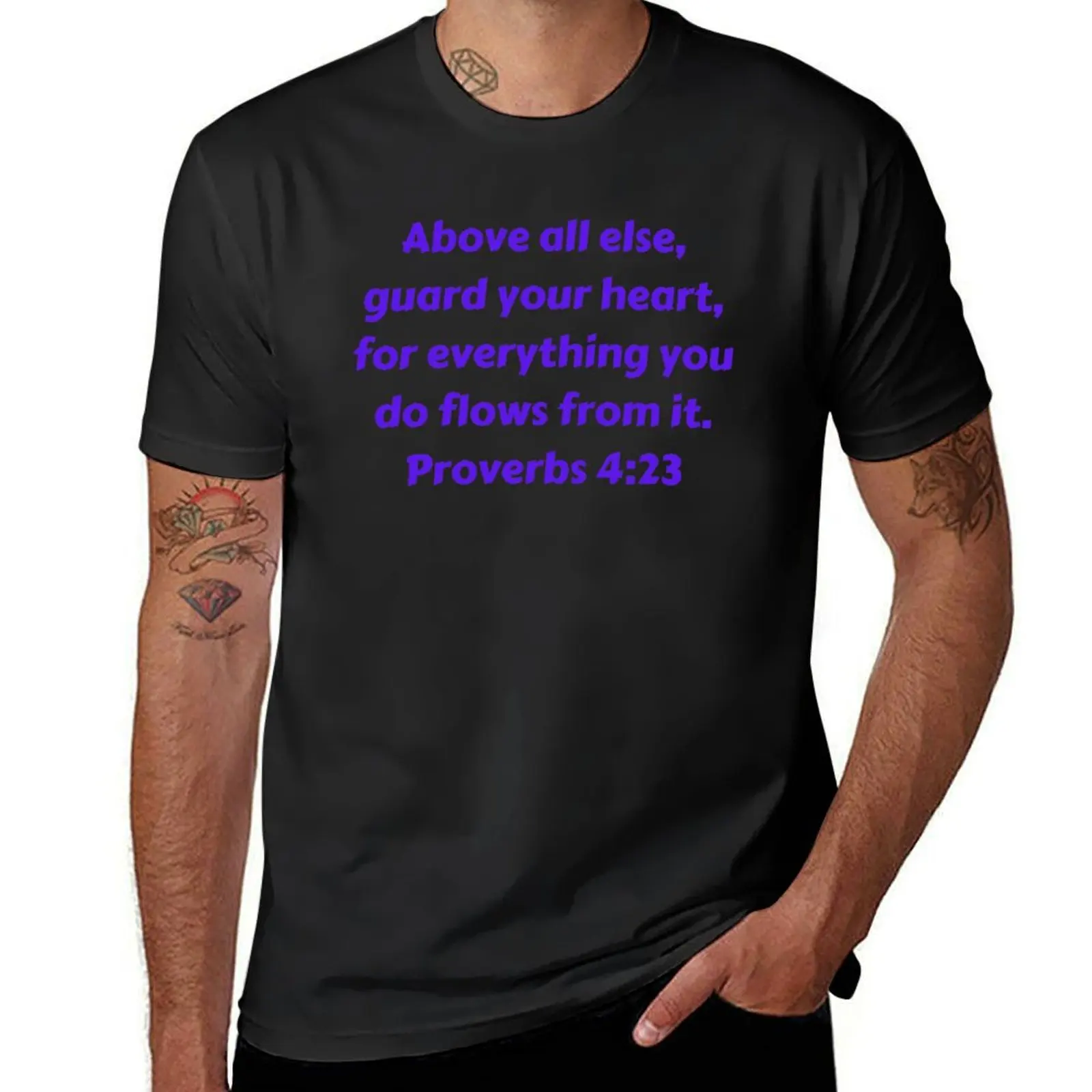 Bible Verse Proverbs 4:23 T-Shirt korean fashion vintage cute tops Aesthetic clothing heavy weight t shirts for men