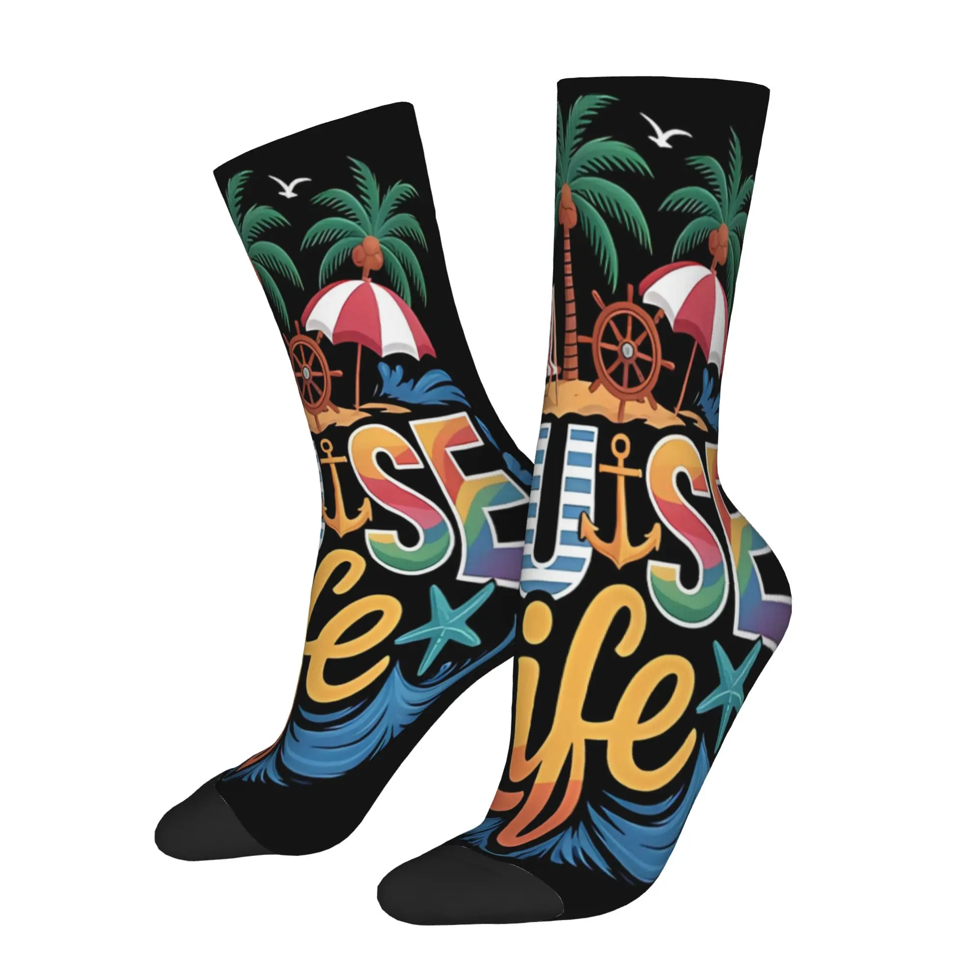 

1 Pair Funny Sock Family Cruise Vacation Cruising Harajuku Quality Pattern Printed Men Crew Socks Novelty Men's Socks