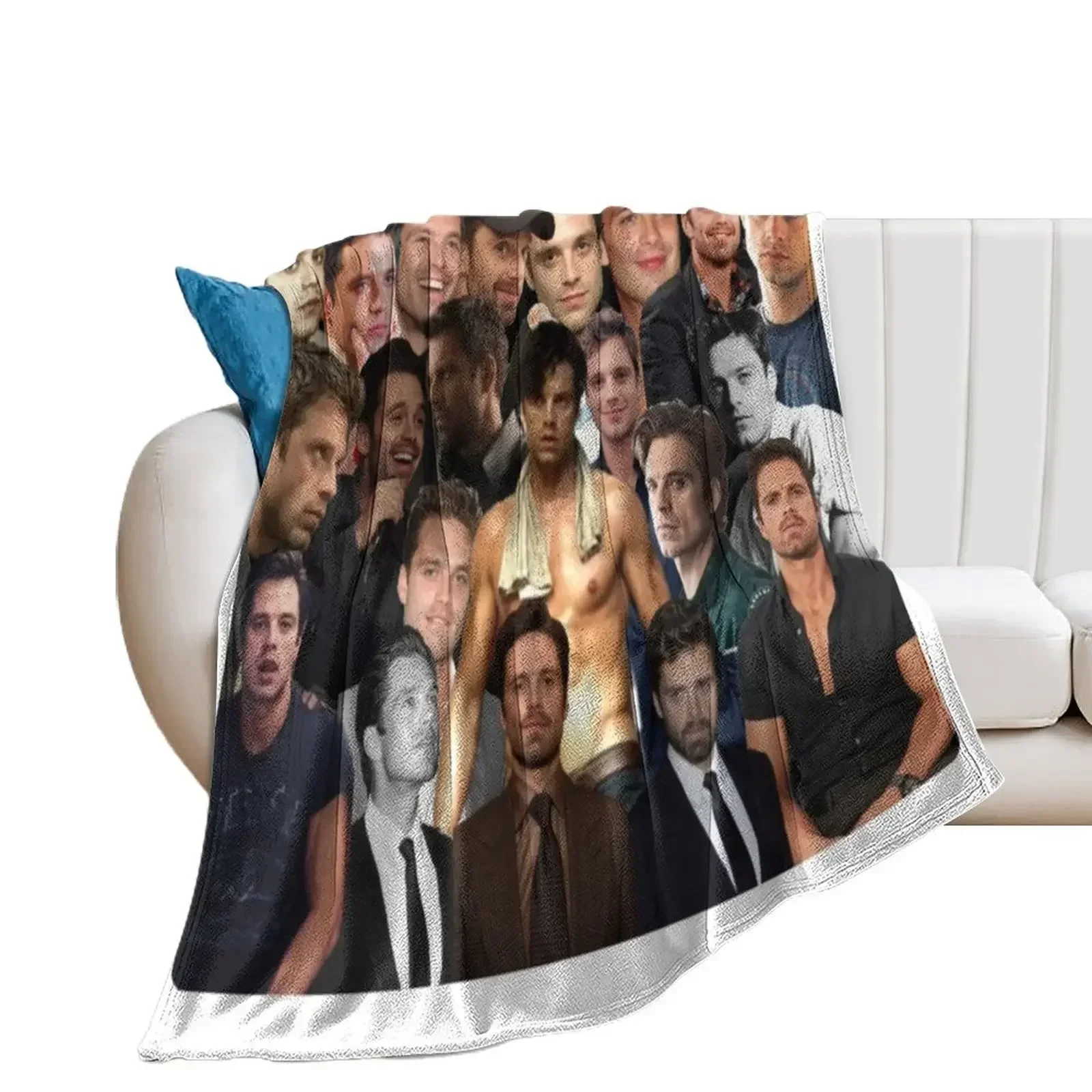 

Sebastian Stan collage Throw Blanket Cute Soft Big heavy to sleep Blankets Sofas Of Decoration Blankets