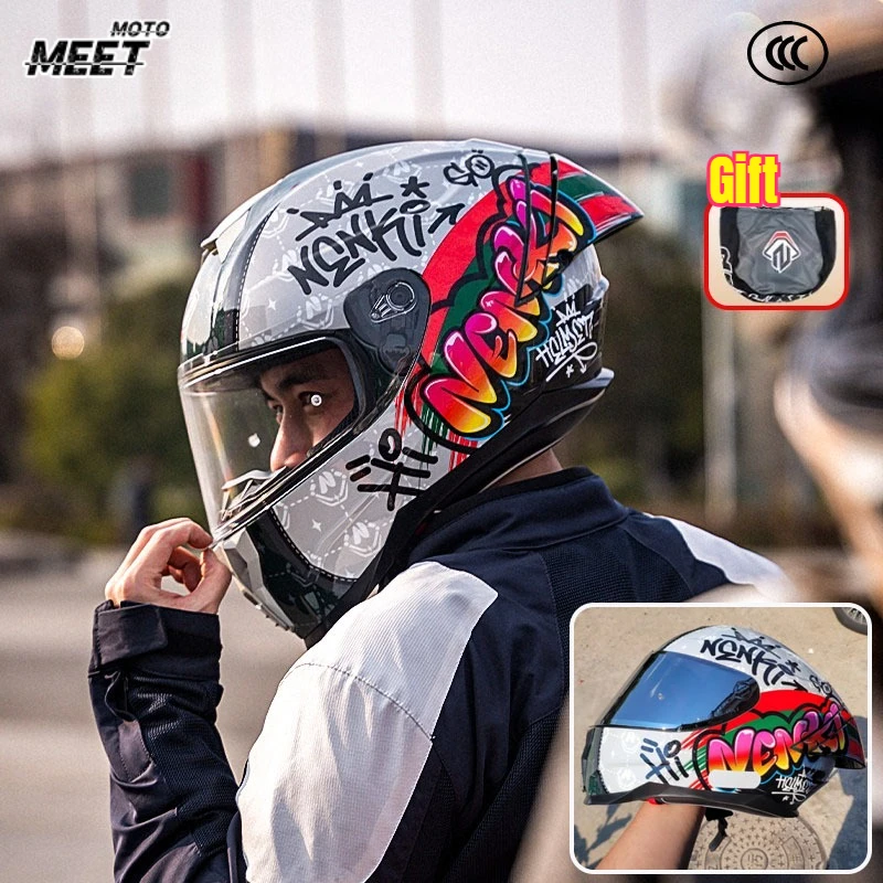 NENKI мотоциклетный шлем электрический мотоциклетный индивидуальный шлем с граффити ECE велосипедный локомотив полушлем 3/4 с открытым лицом Capacete