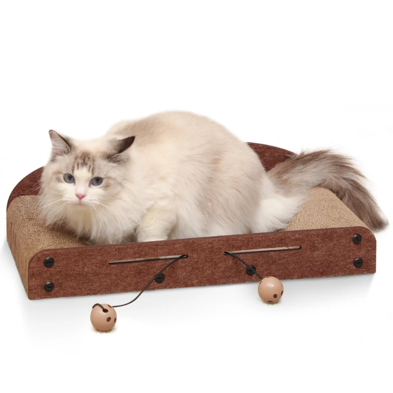 

Cat Scratcher Sofa Bed, Corrugated Cardboard, Cat Lounge Scratching Pad, Cat Scratching Furniture, 2 Bell Ball Toy for Kitten