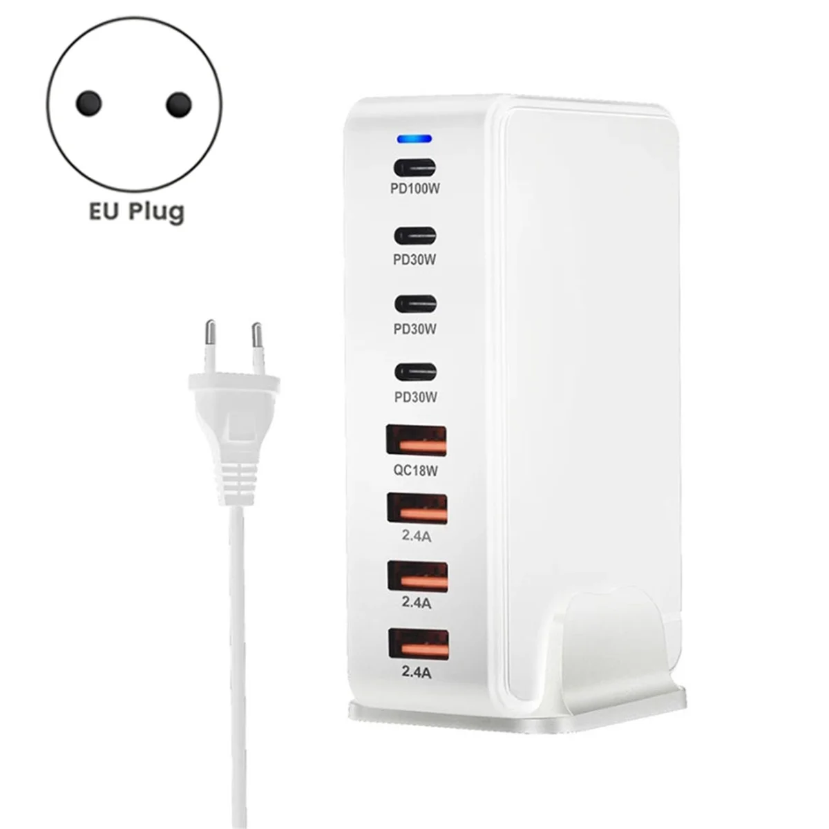 240 W USB-C 8-portowa ładowarka PD GaN PD3.0 QC3.0 Szybkie ładowanie do MacBook Pro/Air iPad iPhone 15 14 13 Pro Max Biała (UE)