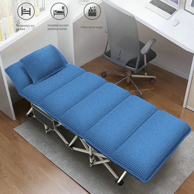 190cm Single Person Portable Folding Bed Office Nap Bed Lounge Chair Home Portable Camping Bed Outdoor Camping Beach Bed