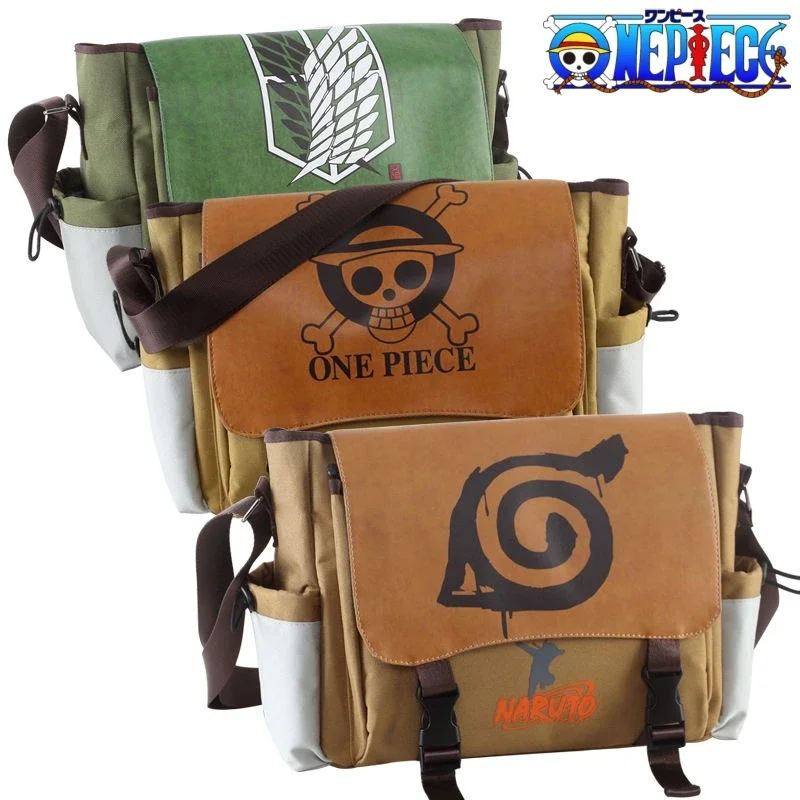 New Large Capacity Pu Leather Backpack One Piece Naruto Chinchilla Inclined Shoulder Bag Originality Portable Schoolbag Gifts