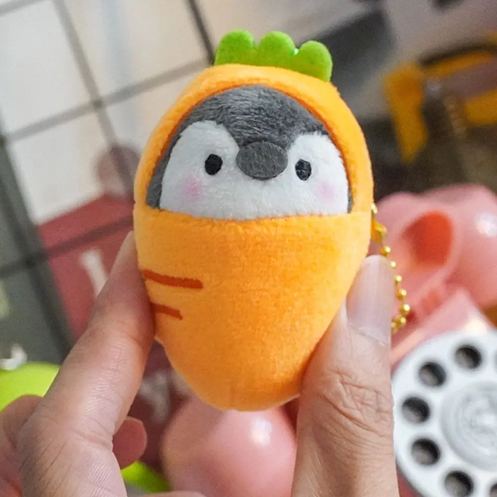 Pendant Carrot Car Key Ring Ornaments Sauna PP Cotton Penguin  Pendant Women Key Holder Korean Style Key Buckle Plush Key Chain