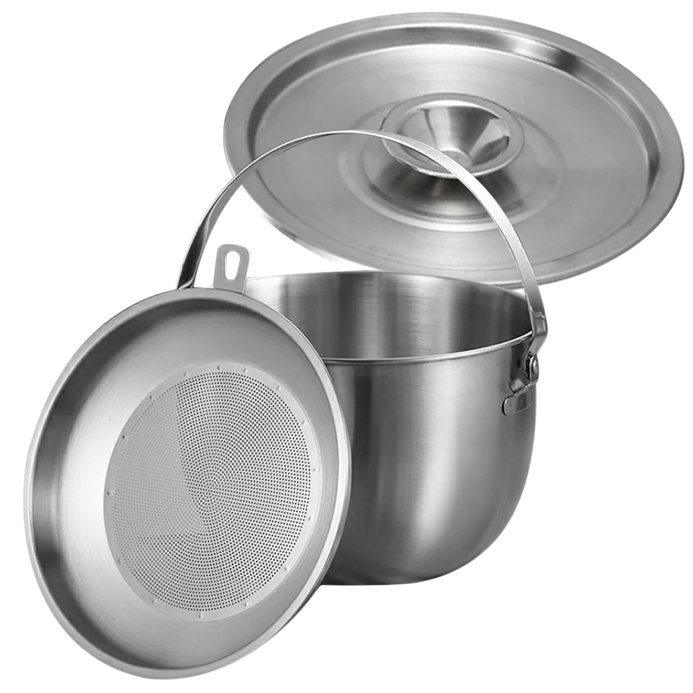 

Stainless Steel Oil Pot 2 8L Fine Mesh Strainer Grease Container Kitchen Fry Basket Lid Used Cooking Can Food Grade Material