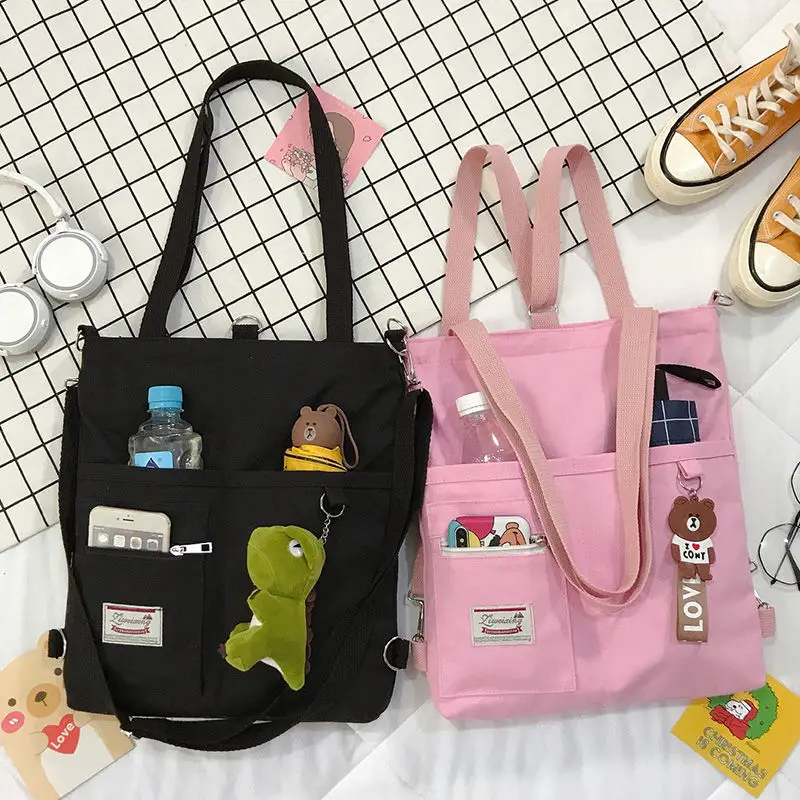 Women Canvas Handbags Shoulder Bag Ladies Shopping Bags Cartoon Fabric Grocery Crossbody Messenger Tote Books Bags for Girls