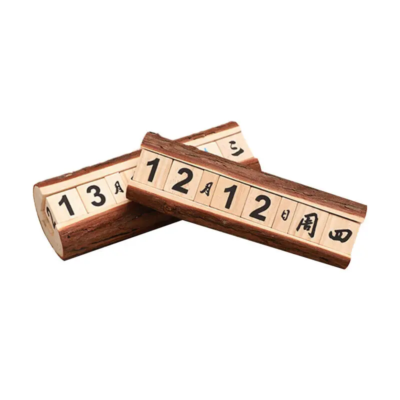 1pc Wooden Calendar Desktop Perpetual Calendar Creative Desk Calendar Home Office Decoration Reusable Base Handmade Calendar