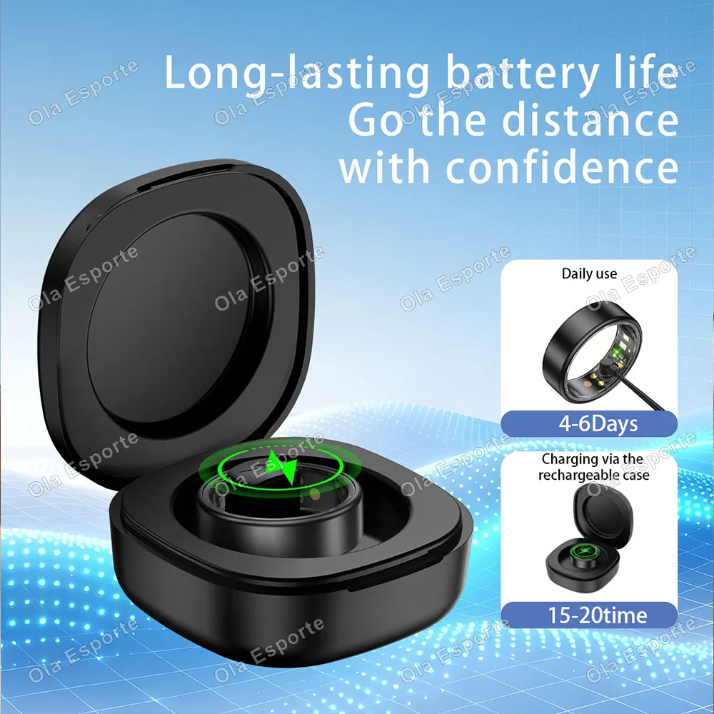 Smart Ring Men Women with Charging Case,Heart Rate Blood Oxygen,Skin Temperature Monitor,5ATM Waterproof Smart Ring  Ht30 view 2
