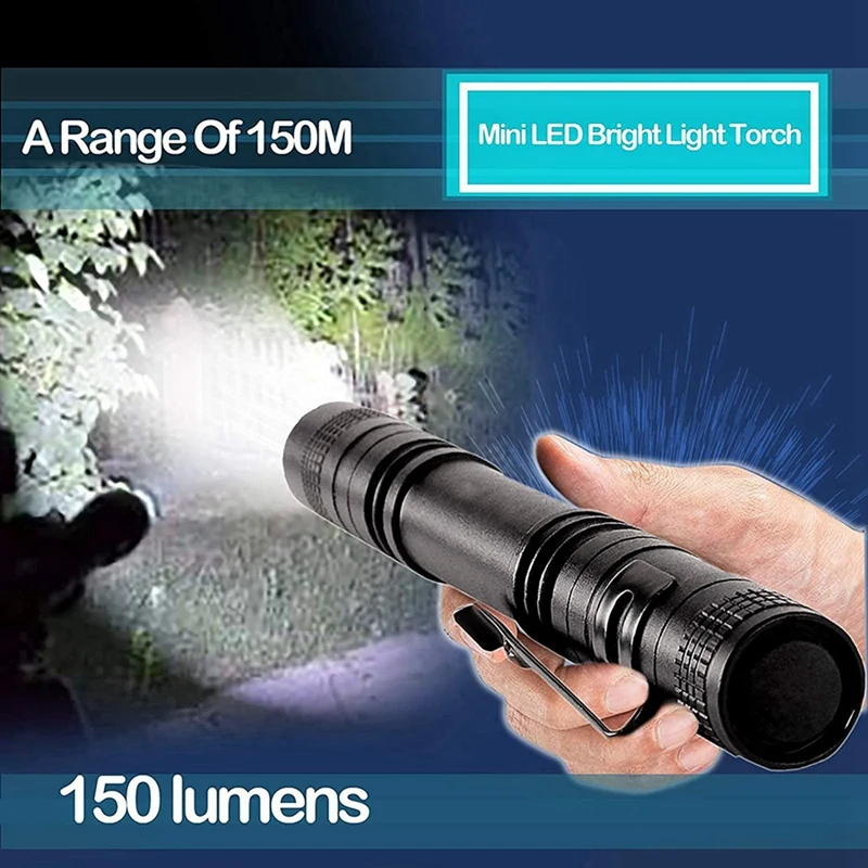 1PC LED Mini Flashlight - High Lumen, Zoomable, Water Resistant Light - Pocket-Size Small LED Flashlight