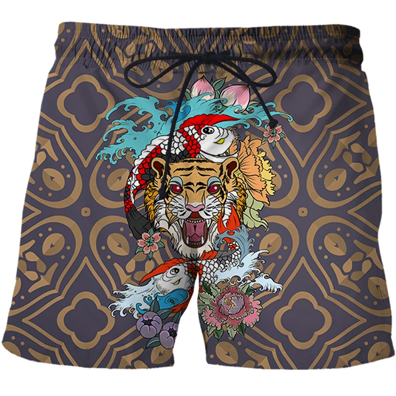 2022 NEW Men's Totem series Shorts 3D Pattern Beer Boardshorts Men/Women Short Pants mens clothes Fashion Men clothing