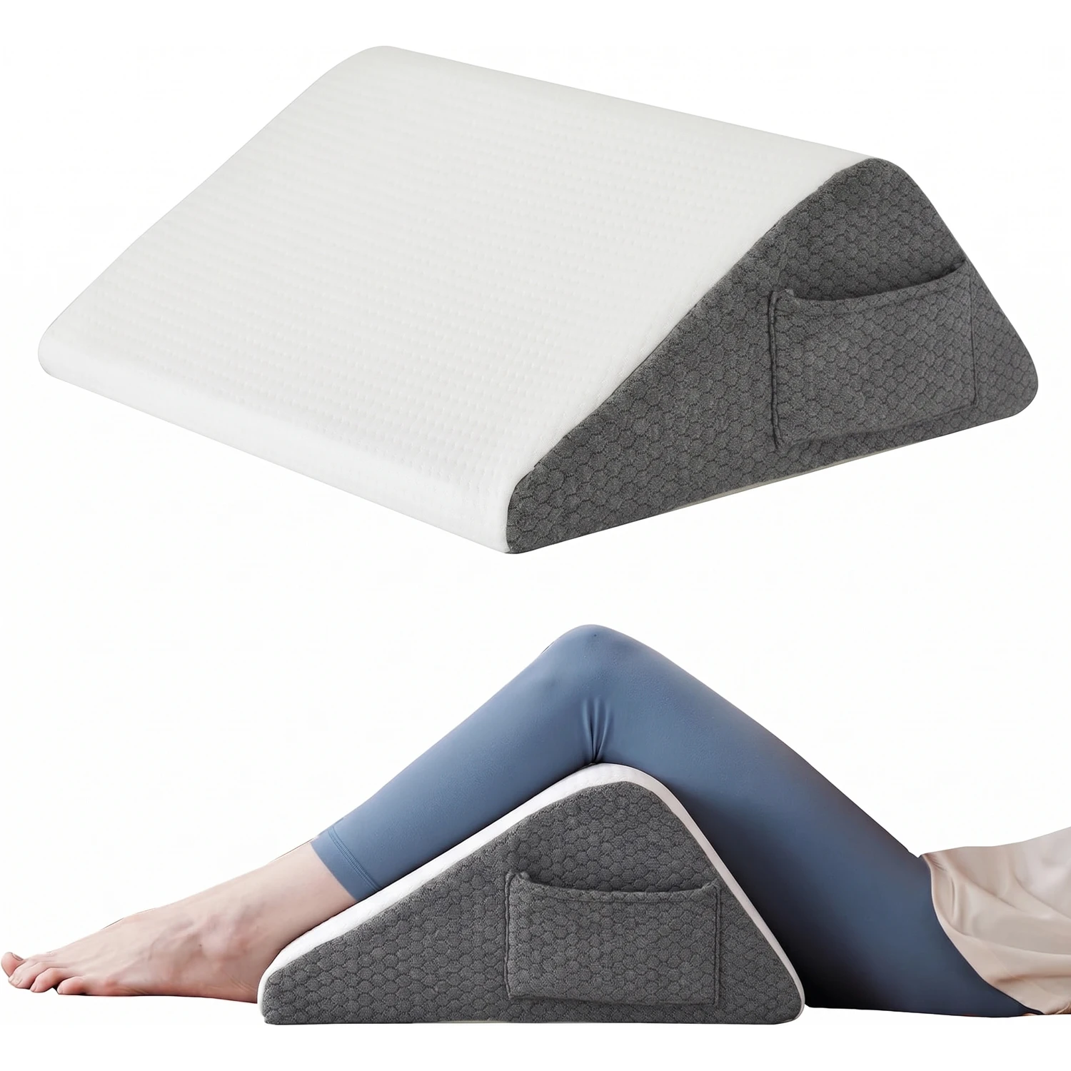 Knee Wedge Pillow for Back Sleeping, Leg Elevation for Pain Relief, Post-Surgery & Circulation