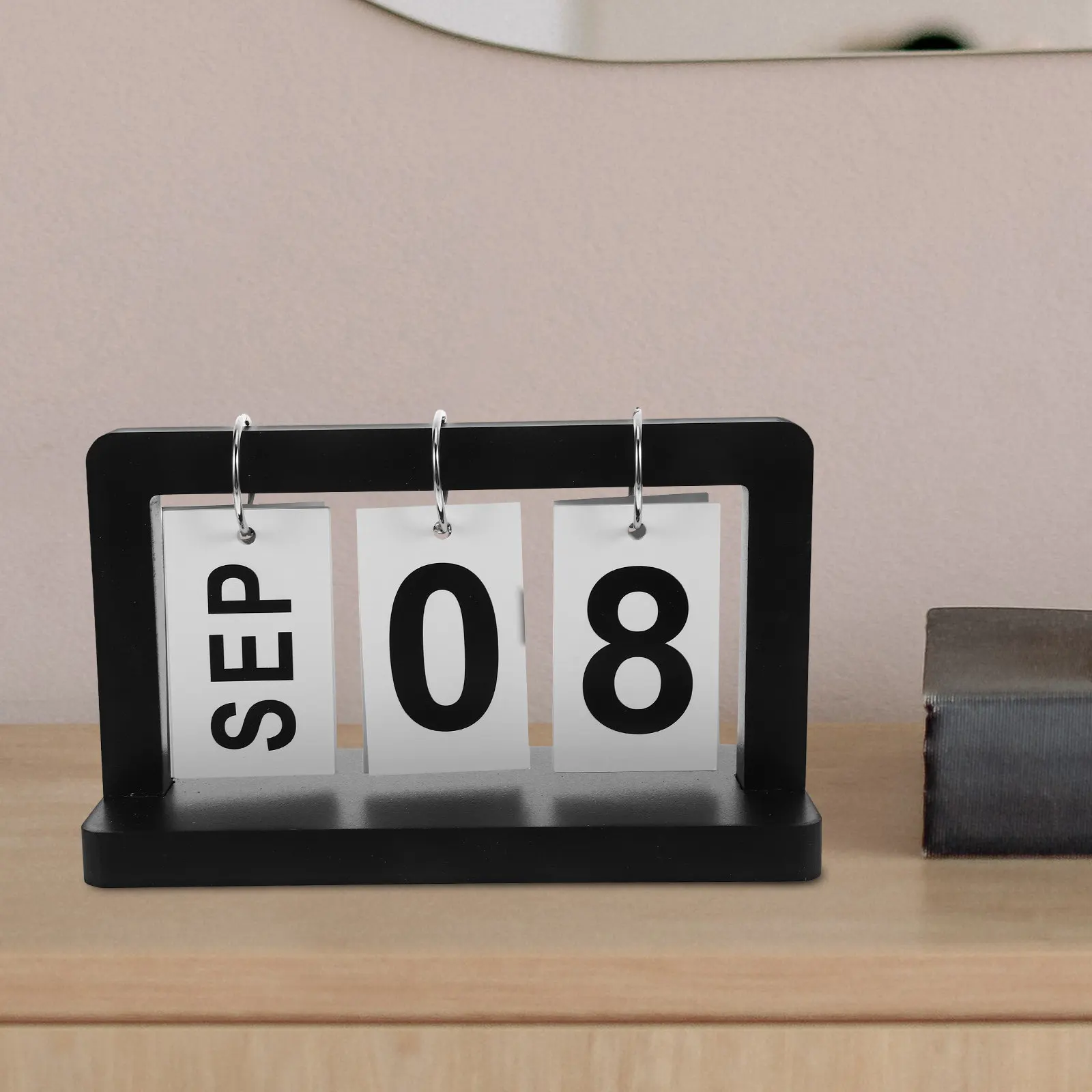 

Wood Desk Perpetual Flip Calendar Retro Desktop Calendar Ornament Creative Design for Office Home Desk Accessories