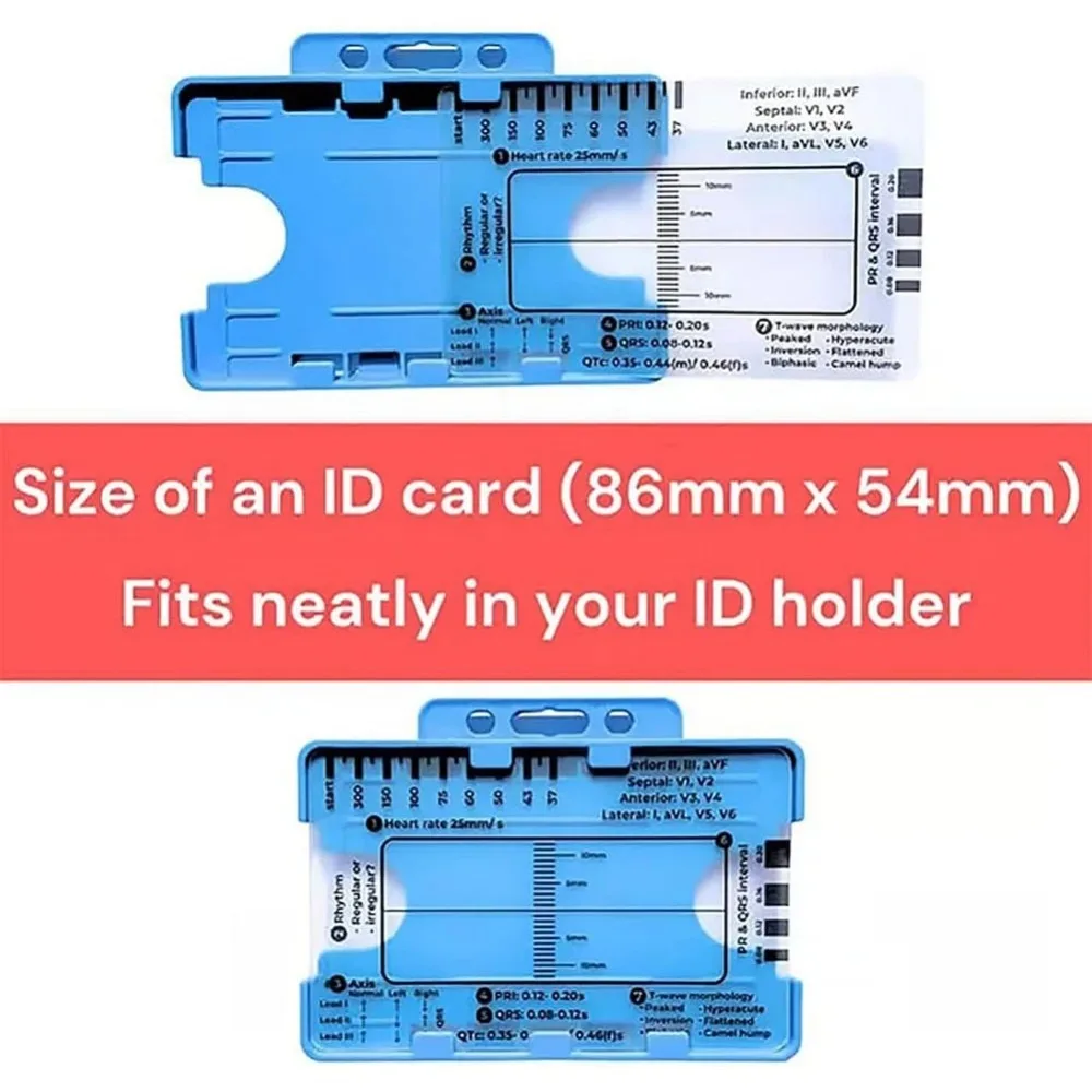 Interpretation ECG 7 Step Ruler Card Portable Pocket Clear Ecg/Ekg Reference Guide Measure Tool with Protective Sheath