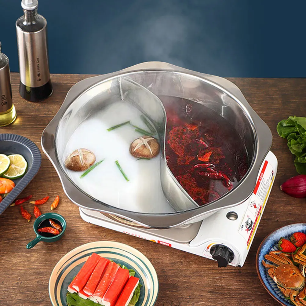 

Stainless Steel M Duck Pot Hot Pot Large Cooking Divided Pots Thickener Reusable Easy Clean Suitable