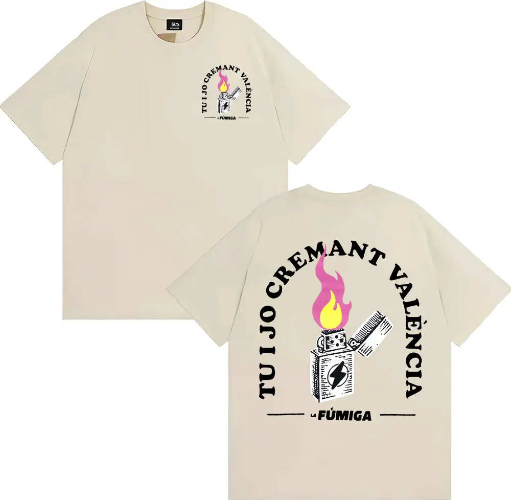 تي شيرت La Fumiga Tu I Jo Cremant فالنسينا ميرش تي شيرت ملابس للرجال تي شيرت قوطي عالي الشارع 100% قطن فضفاض كبير الحجم #6