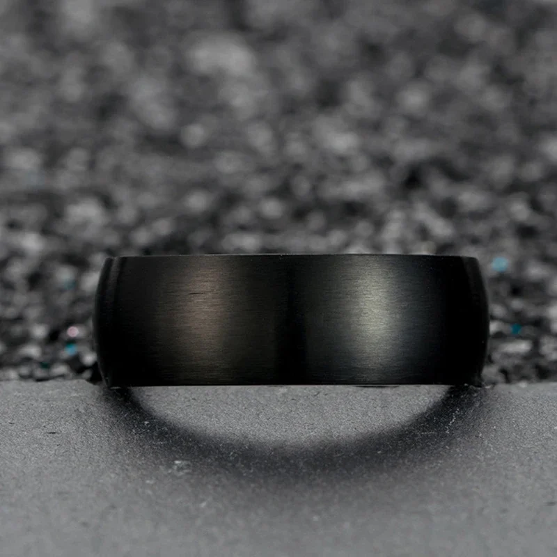 Men Stainless Steel Rings Black Solid Simple Vintage Rings for Men Wedding Bands Christmas Party Jewelry