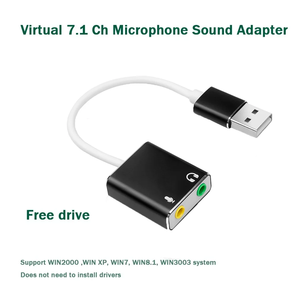 Sound Card USB Audio 7.1 Channel 3.5mm Jack Microphone Audio Adapter USB Sound Card For PC Headset Stereo External Sound Adapter