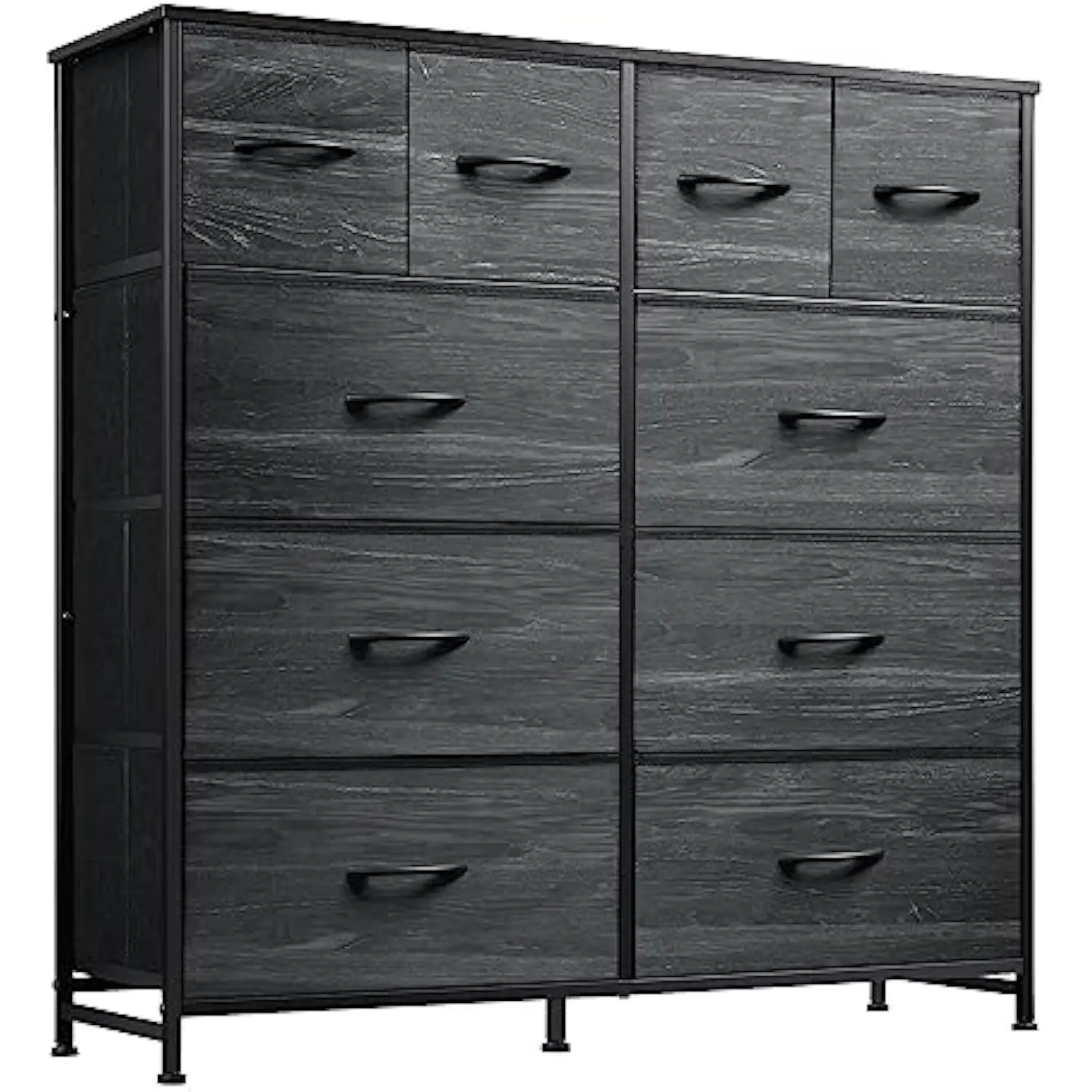 

Dresser for Bedroom with 10 Fabric Drawers, Tall Chest Organizer Units for Clothing, Closet, Storage Tower with Cabinet, Metal