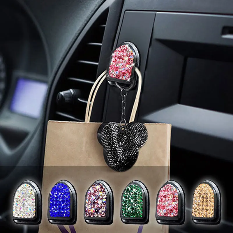 

Rhinestone Crystal Hooks Car Hanging Bag Holder Home Wall Ornaments Decor Creative Mini Bling Hook Auto Interior Accessories