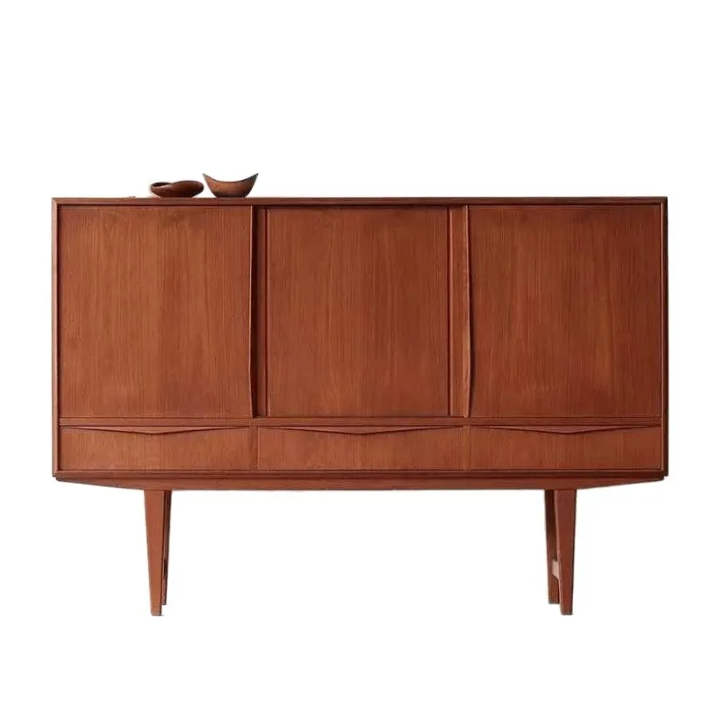 Medieval solid wood dining side cabinet Nordic replica small apartment living room storage cabinet