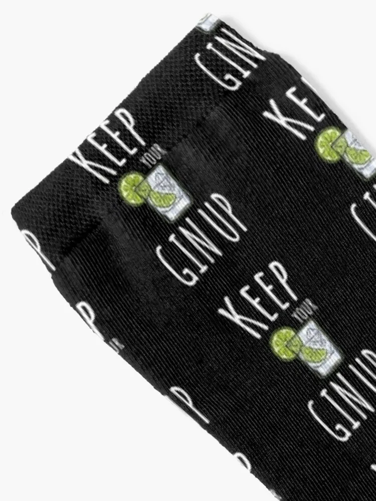 FUNNY GIN LOVER GIFTS KEEP YOUR GIN CHIN UP MOTIVATIONAL PUN Socks Men's winter winter thermal Men Socks Women's