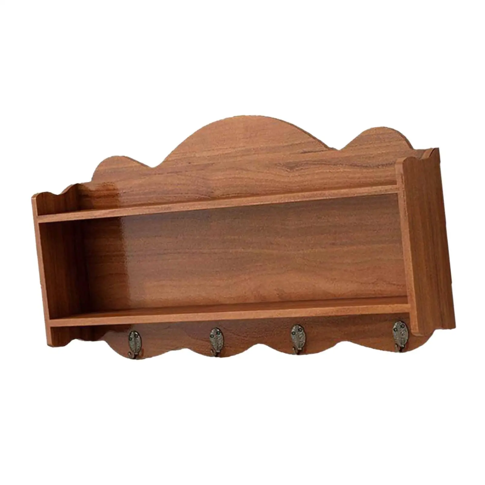Floating Shelves Key and Cup Holder Sturdy with Hooks Multi-use Easy Installation Ornaments Display Stand for Office Bedroom