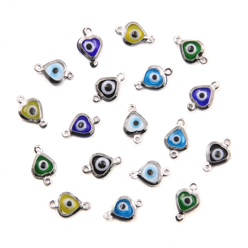 10Pcs 7X12mm 6 Color Stainless Steel Heart Eye Charms Connector DIY Bracelet Necklace For Jewelry Making Accessories