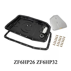 ZF6HP26 ZF6HP32 Transmission Oil Pan Fluid Filter Kit w/ Filter Bolts Gasket Plug For 2002-up AUDI BMW JAG ROVER Metal Replaces