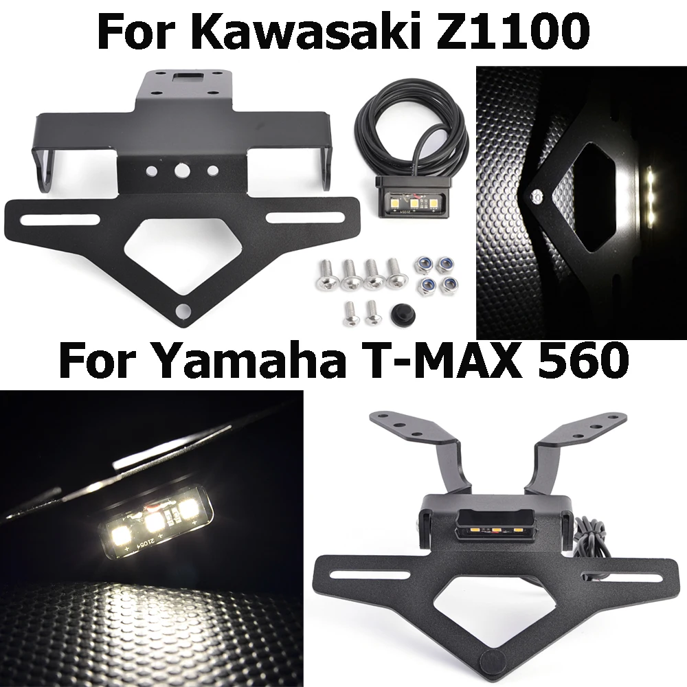 Z 11000 for Yamaha T-MAX 560 Motorcycle License Plate Bracket Holder with Plate Light For Kawasaki Z1100 2026 TMAX560