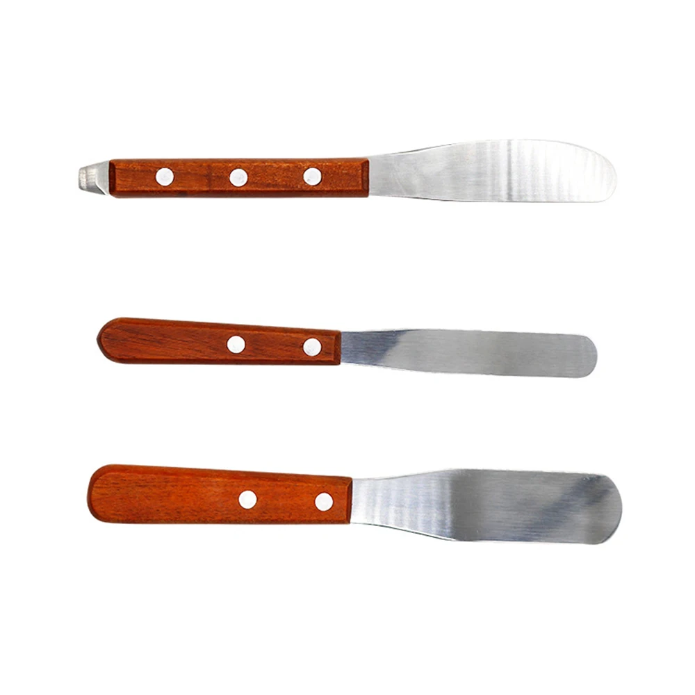 10pcs Dental Gypsum Spatula Wooden Handle Metal Knife Dental Lab Impression Materials Plaster Mixing Tools