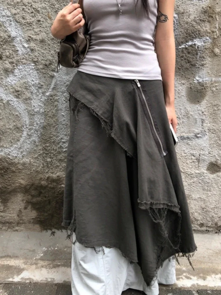 Harajuku Vintage Gonna Casual Per Le Donne Inizio Autunno Irregolare di Media Lunghezza Gonne da Donna Subculturale Y2k Nuovi Vestiti Maxi Lungo