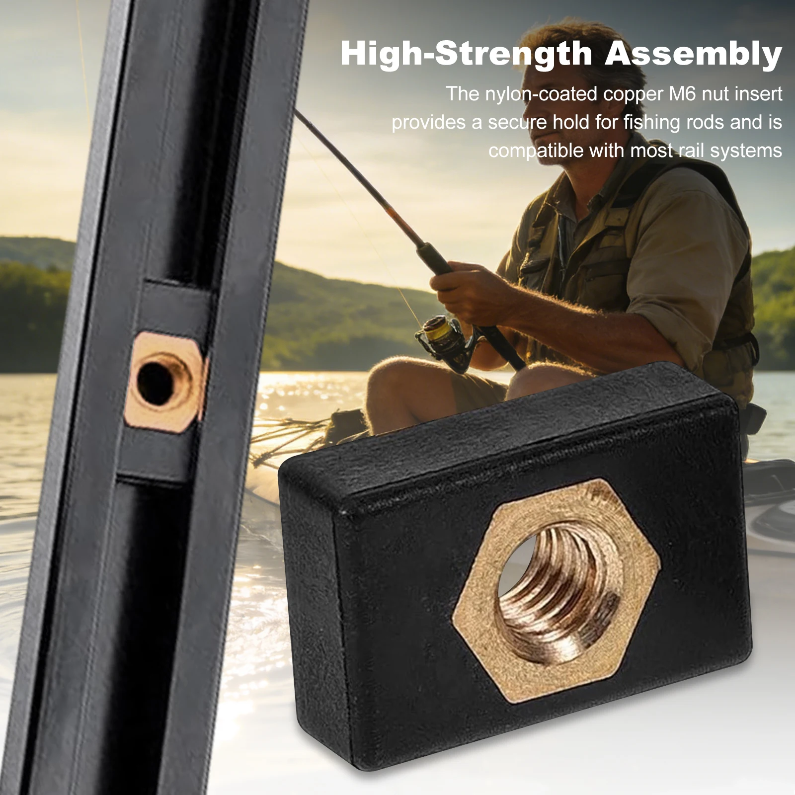 Side Mount Track Rail Sliders Easy To Install Sliding Mounting Base Nutsert Compatible with Canoes and Kayaks Boating