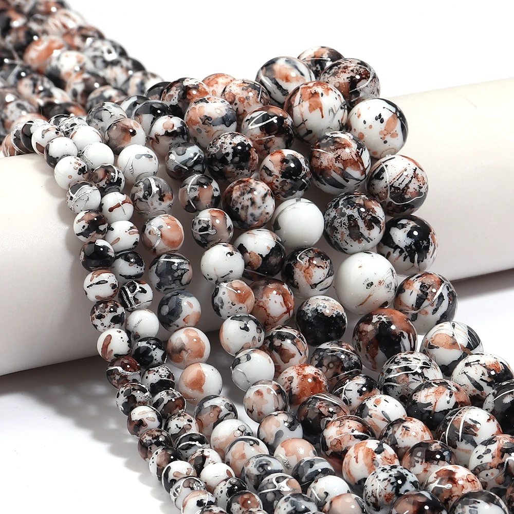 

1strand/lot Black Brown Color Glass Beads Crystal Beads Round Loose Beads For Jewelry Making DIY Necklace Bracelet Accessories