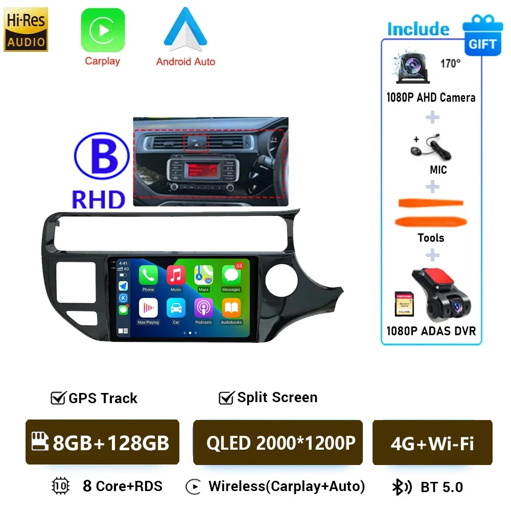 Android 16 Autoradio voor KIA K3 RIO 2011 2012 2013 2014 2015 Multimedia Speler 2 Din Carplay Stereo GPS Wifi DVD Luidsprekers 4G