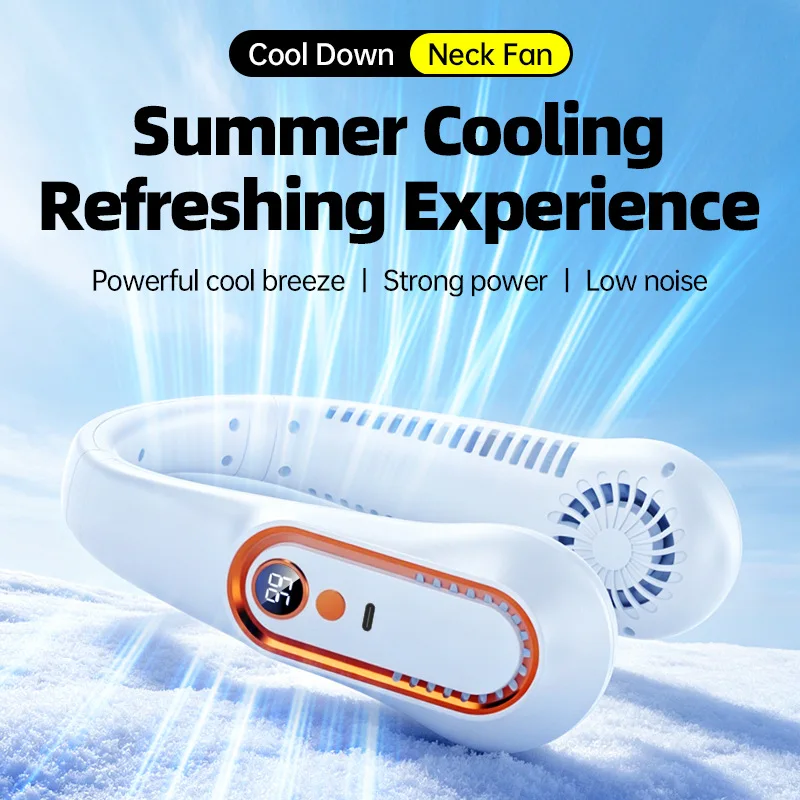 New Arrival Bladeless Neck Fan Portable USB Type-C Rechargeable Silent Cooling Fan For Outdoor Travel Office Commuting