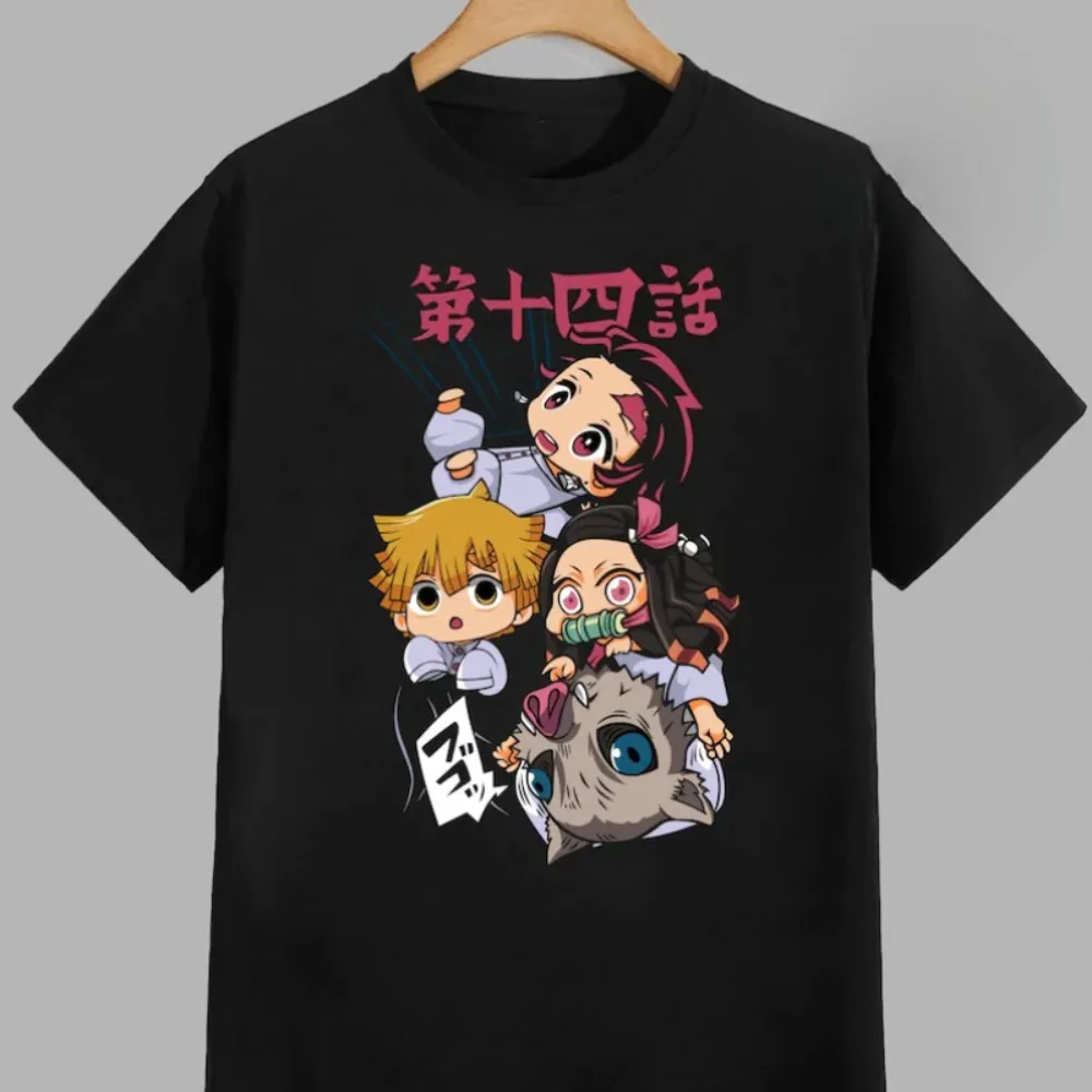 Nezuko Kamado Pure Cotton Men's and Women's Same T-shirt 2026 Summer Anime Printed Loose Casual Parent Child Top